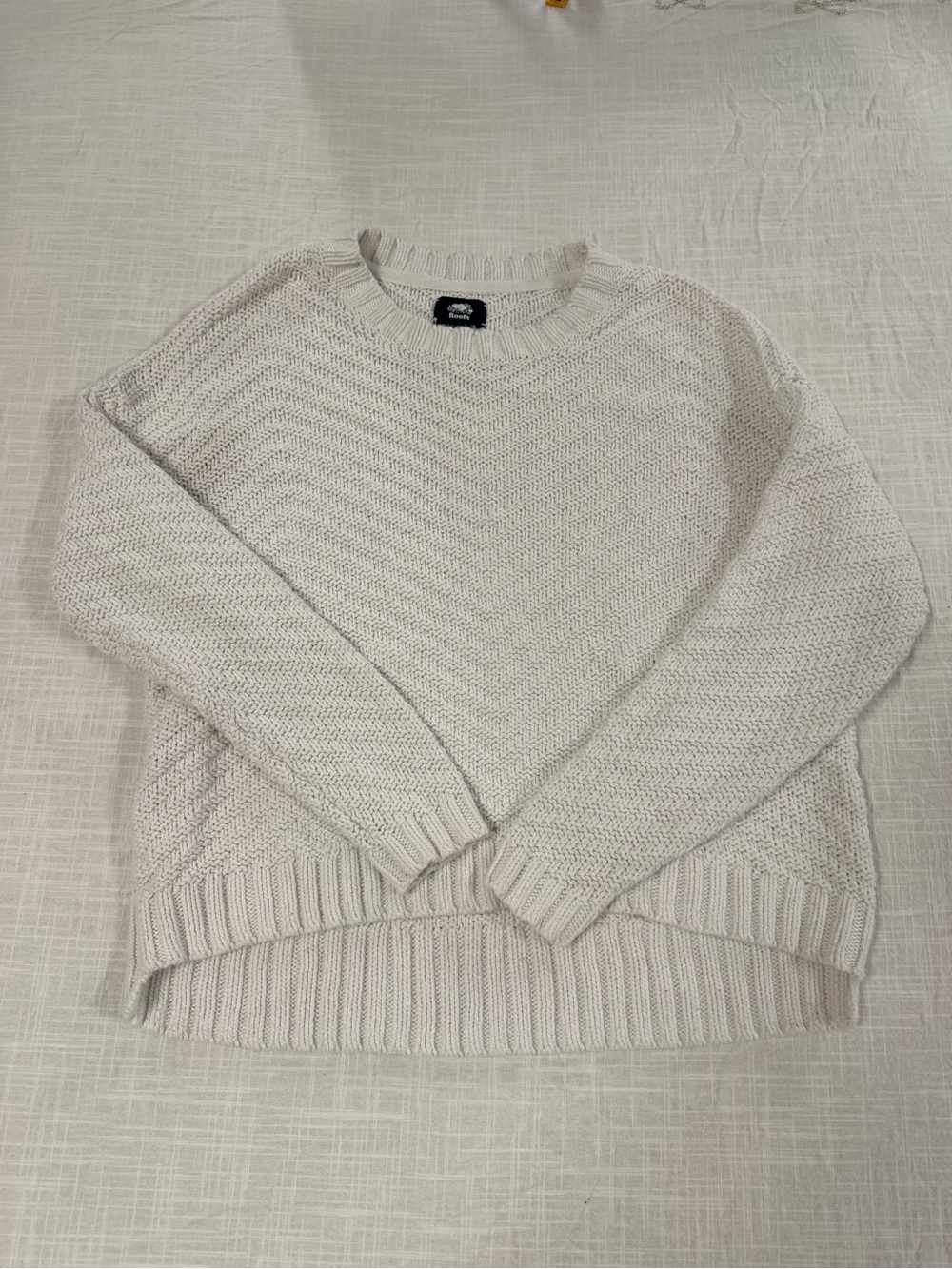 Roots Cream Crewneck Textured Knit Sweater women’s size small